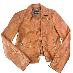 Women’s Brown Leather Jacket • Express • Size Medium
